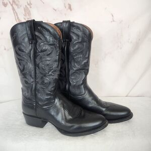Dan Post Milwaukee Black Leather Embroidered Western Boots